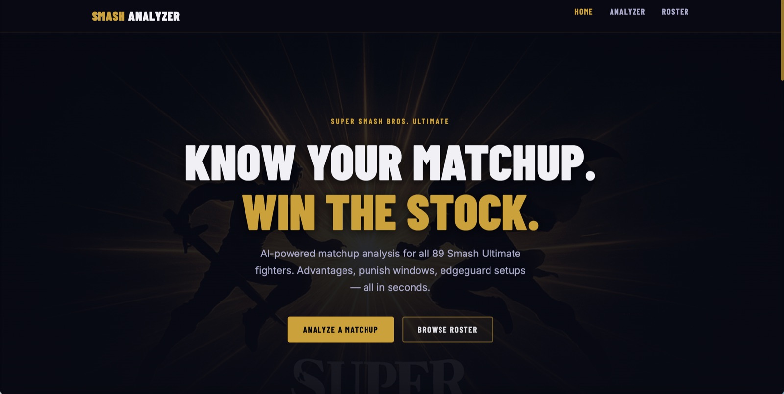 Smash Ultimate Matchup Analyzer — preview screen 1